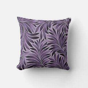 Cojín Decorativo Impresionante patrón de hojas en lila y gris