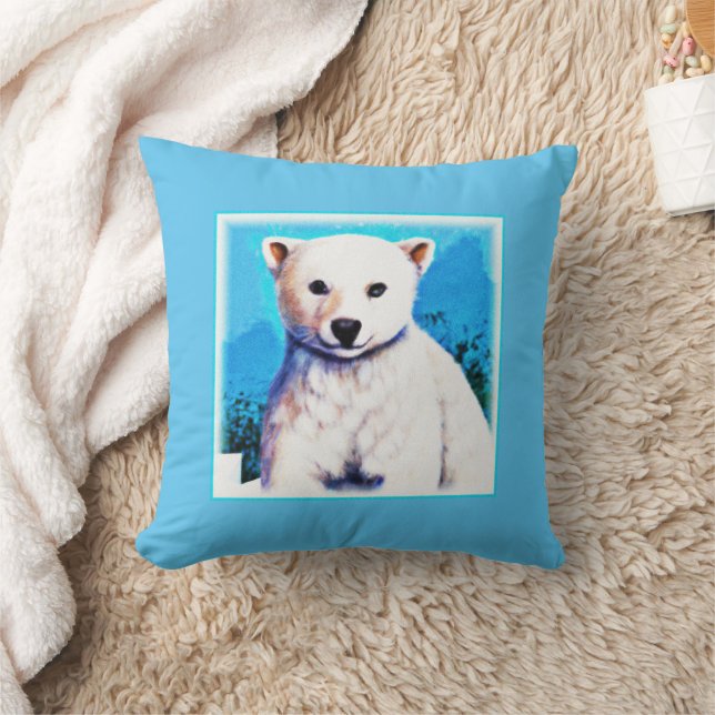 Cojín Decorativo Impresionante pintura de un cubo de oso polar. ¡Ha (Manta)