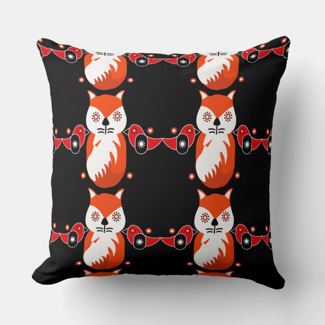 Cojín Decorativo Impresiones de arte folclórico escandinavo | Fleec (Anverso)