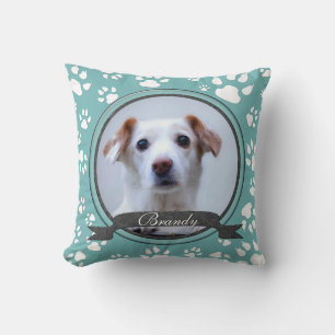 Cojín Decorativo Impresiones de pintura en memoria de perros verde 