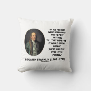 Cojín Decorativo Impresoras Ben Franklin Para No Imprimir Cita Impr