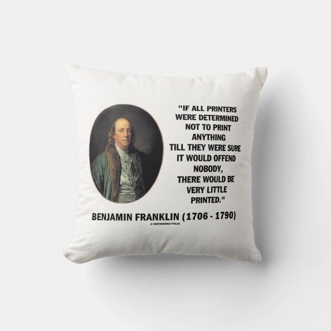 Cojín Decorativo Impresoras Ben Franklin Para No Imprimir Cita Impr (Anverso)