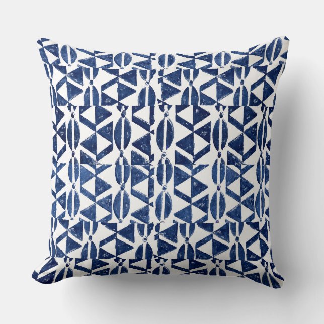 Cojín Decorativo Imprimir bloque azul índigo (Anverso)