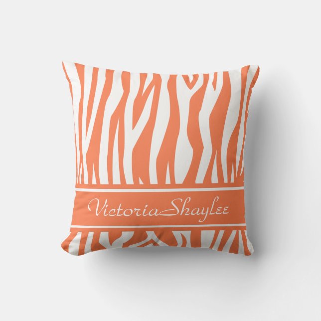 Cojín Decorativo Imprimir cebra coral con texto personalizado (Anverso)