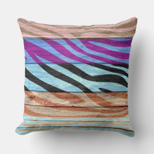Cojín Decorativo Imprimir cebra en madera #11