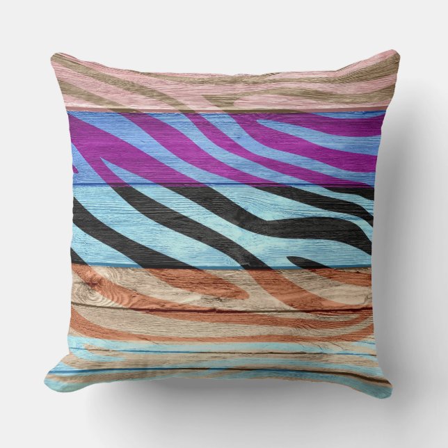 Cojín Decorativo Imprimir cebra en madera #11 (Anverso)