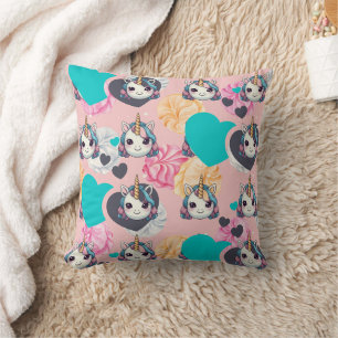 Cojín Decorativo Imprimir Corazón Pastel de Unicornio