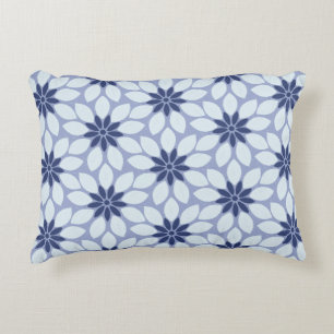 Cojín Decorativo Imprimir en bloque Flores de mosaico azul