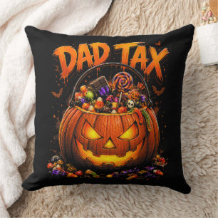 Cojín Decorativo Impuesto de Papá Divertido Calabaza de Halloween