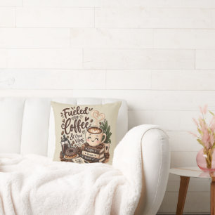 Cojín Decorativo Impulsado por Café y Buenos Vibes – Lector de Café