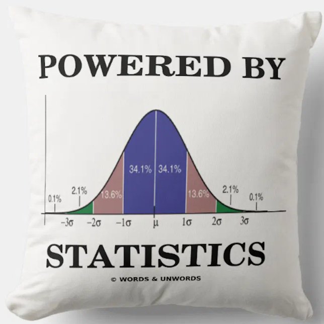 Cojín Decorativo Impulsado Por Estadísticas Bell Curve Estadísticas (Throw pillow featuring the bell curve (normal distribution curve) for anyone "Powered By Statistics")