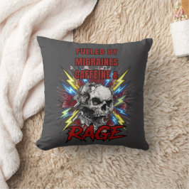 Cojín Decorativo Impulsado por Migrañas Pura Rabia Líquida Calavera