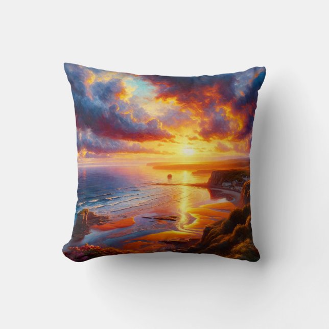 Cojín Decorativo Incendio en la costa (Anverso)