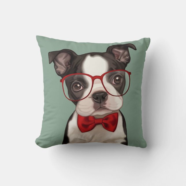Cojín Decorativo Inconformista Boston Terrier (Anverso)