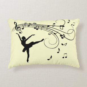 Cojín Decorativo Increíble bailarina bailando con música amarilla