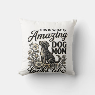 Cojín Decorativo Increíble diseño floral vintage de mamá de perro_1