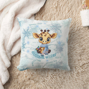 Cojín Decorativo Increíble Jirafa de Invierno – Diseño Lindo de Con