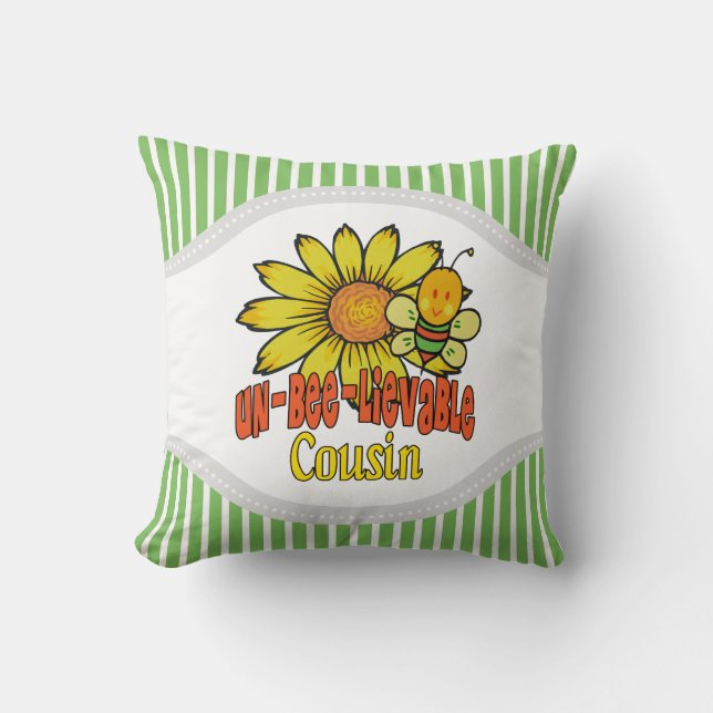 Cojín Decorativo Increíble primo girasoles y abejas (Anverso)
