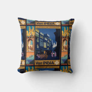 Cojín Decorativo India: Cartel de lanzamiento de póster de viaje