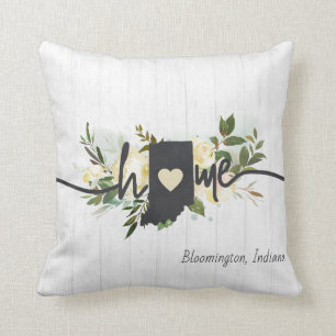 Cojín Decorativo Indiana Estado Personalizado Tu Ciudad Hogar Rústi