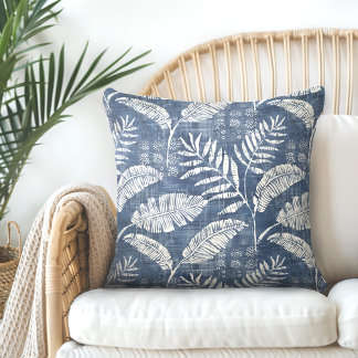 Cojín decorativo Indigo Blue Palm Leaves