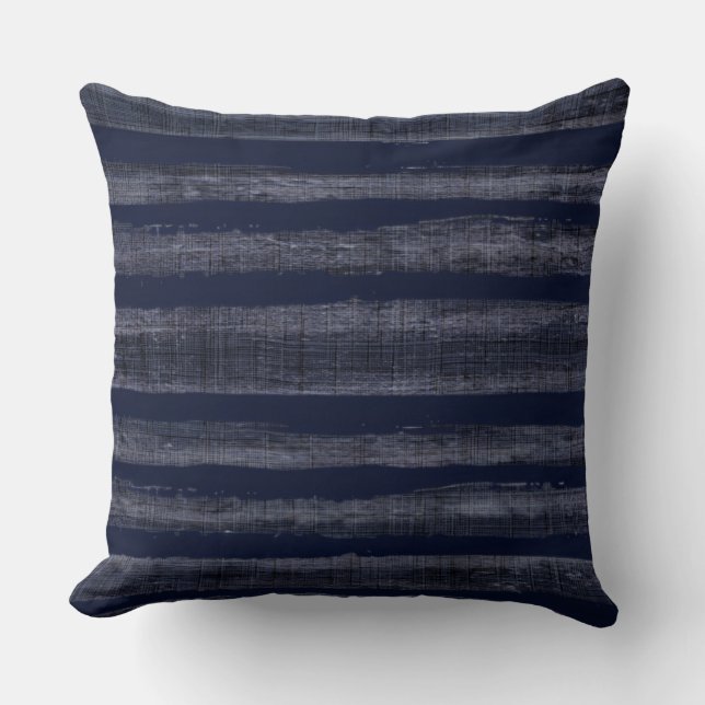 Cojín Decorativo Indigo Blue Stripes Nautical (Anverso)