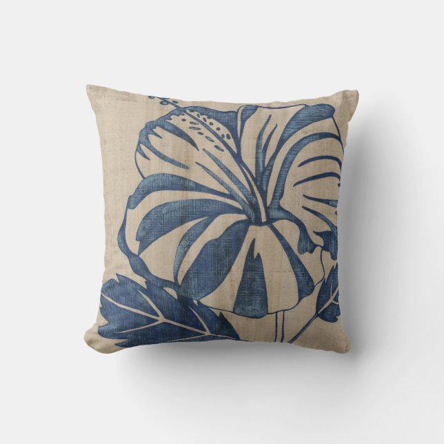 Cojín Decorativo Indigo Hibiscus (Anverso)