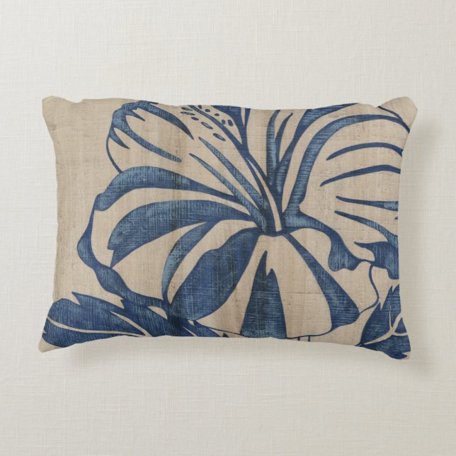 Cojín Decorativo Indigo Hibiscus (Reverso)