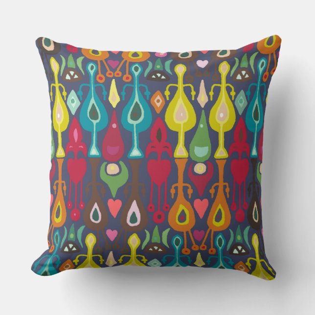 Cojín Decorativo indigo love ikat (Anverso)