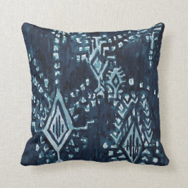 Cojín Decorativo Indigo Satellite Ikat Tribal Watercolor