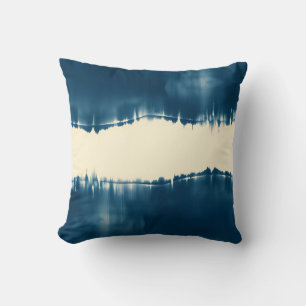 Cojín Decorativo Índigo Shibori Abstracto Moderno Horizontal