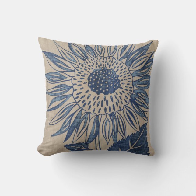 Cojín Decorativo Indigo Sunflower (Anverso)