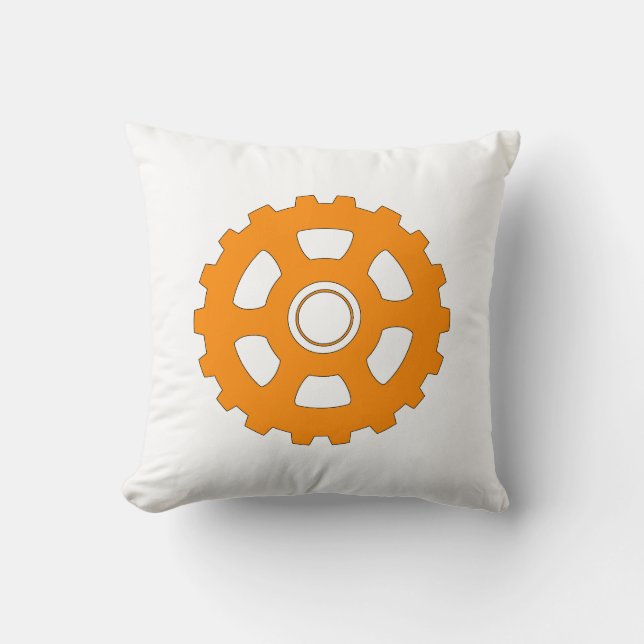 Cojín Decorativo Industrial Orange Gear Cogwheel (Anverso)