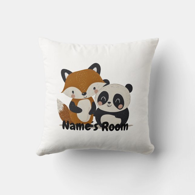 Cojín decorativo infantil Adorable Fox y Panda Fri (Reverso)