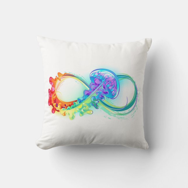 Cojín Decorativo Infinidad con las medusas del arcoiris (Anverso)