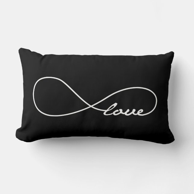 Cojín decorativo infinito de amor negro (Anverso)