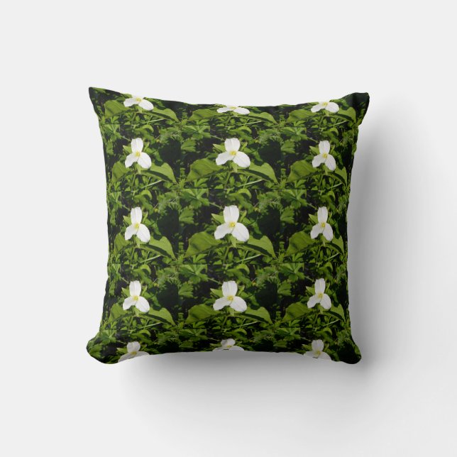Cojín Decorativo Inflamación silvestre trillium blanca (Anverso)