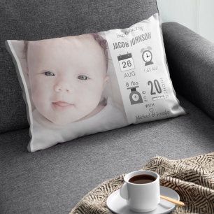 Cojín Decorativo Infografía Gris Moderna Estadísticas de Nacimiento