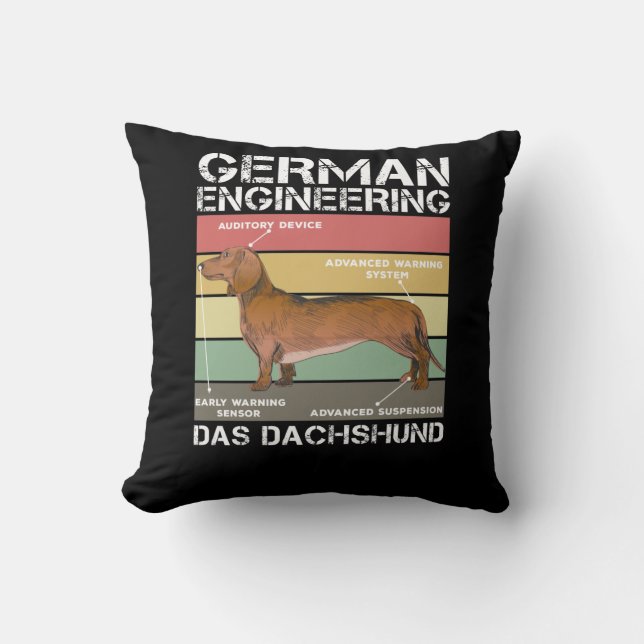 Cojín Decorativo Ingeniería alemana Dachshund Perro de Weiner (Anverso)