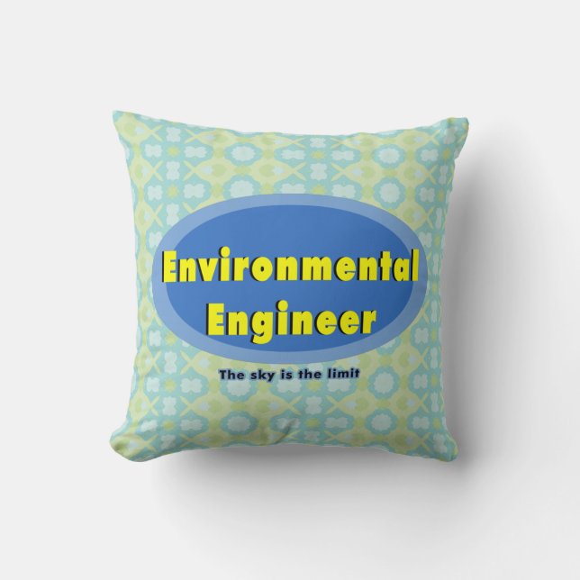 Cojín Decorativo Ingeniero Ambiental Blue Oval (Anverso)
