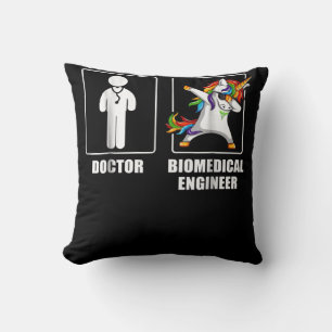 Cojín Decorativo Ingeniero biomédico Unicorn Dabbing Funny Amantes