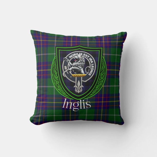 Cojín Decorativo Inglis Scottish Clan Tartan & Crest (Anverso)