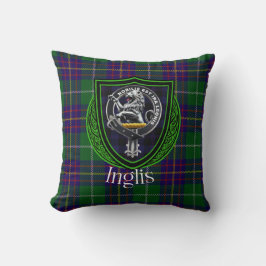 Cojín Decorativo Inglis Scottish Clan Tartán y Escudo