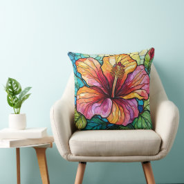 Cojín Decorativo Inhibisco con estilo de vidrio manchado