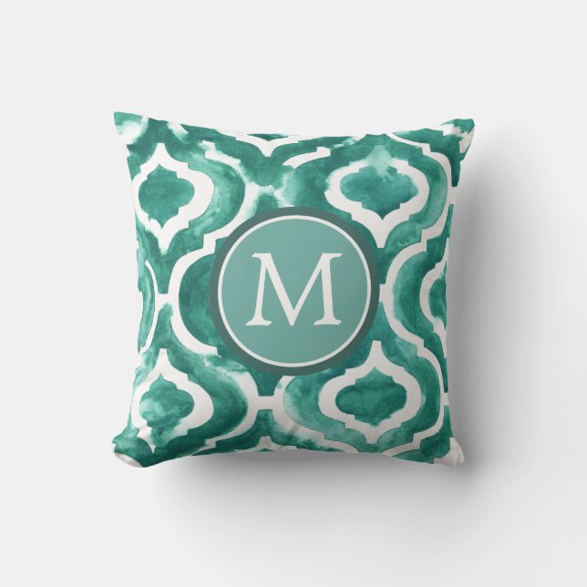 Cojín Decorativo Inicial | Aquamarine Motif IV (Anverso)