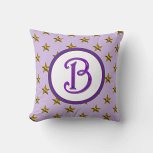 Cojín Decorativo Inicial de la familia monograma estrella púrpura c