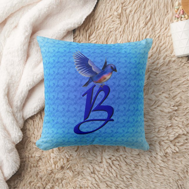 Cojín Decorativo Inicial de monograma B Bluebird (Manta)