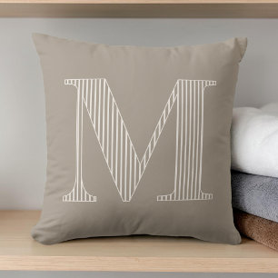Cojín Decorativo Inicial de monograma personalizado moderno a rayas