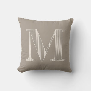 Cojín Decorativo Inicial de monograma personalizado moderno a rayas
