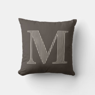Cojín Decorativo Inicial de monograma personalizado moderno rayado